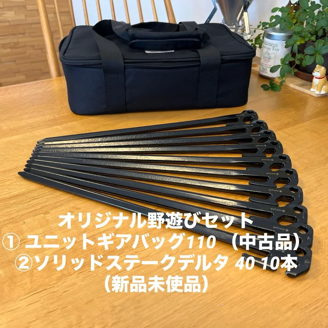 スノーピーク ユニットギアバッグ110とソリッドステークデルタ 40 10本