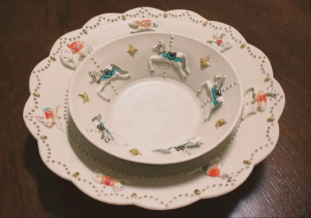 佐々木忍 メリーゴーランド ドラ鉢&プレートセット