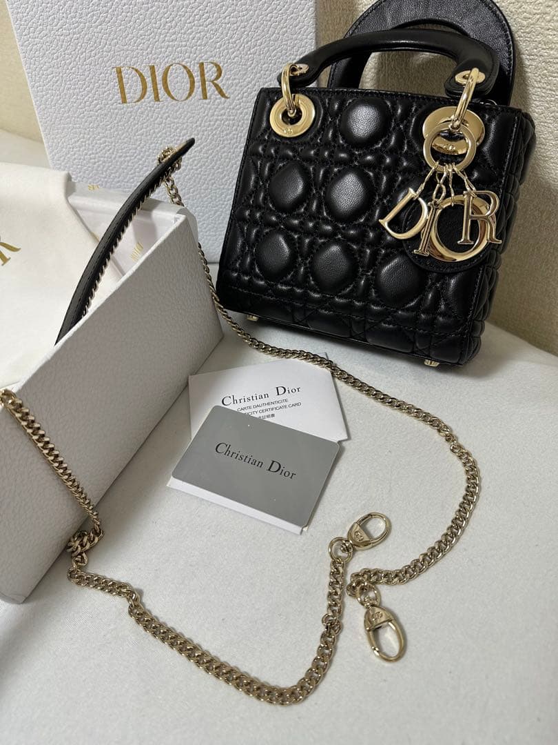 DIOR 新品ノベルティ ショルダーバッグハンドバック2way ゴールドチェーン