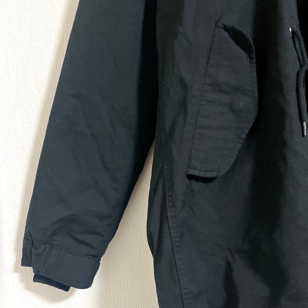【未使用】ヒューストン　ブラック　モッズコート　ファー付きフード　L ロング丈