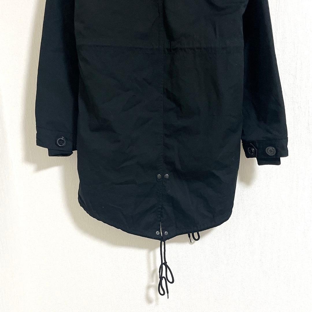 【未使用】ヒューストン　ブラック　モッズコート　ファー付きフード　L ロング丈