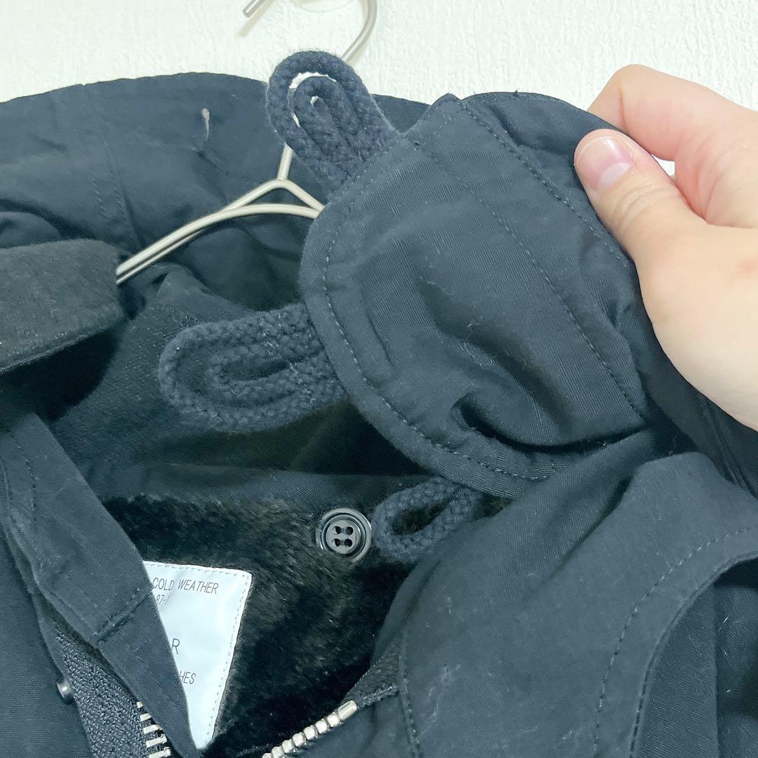 【未使用】ヒューストン　ブラック　モッズコート　ファー付きフード　L ロング丈