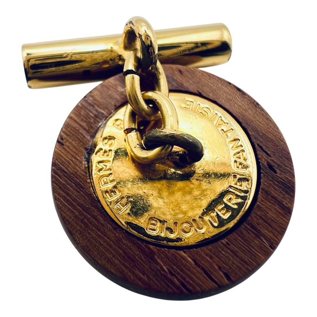 エルメス　セリエ　ウッド　メタル　ゴールド　カフス　カフリンクス