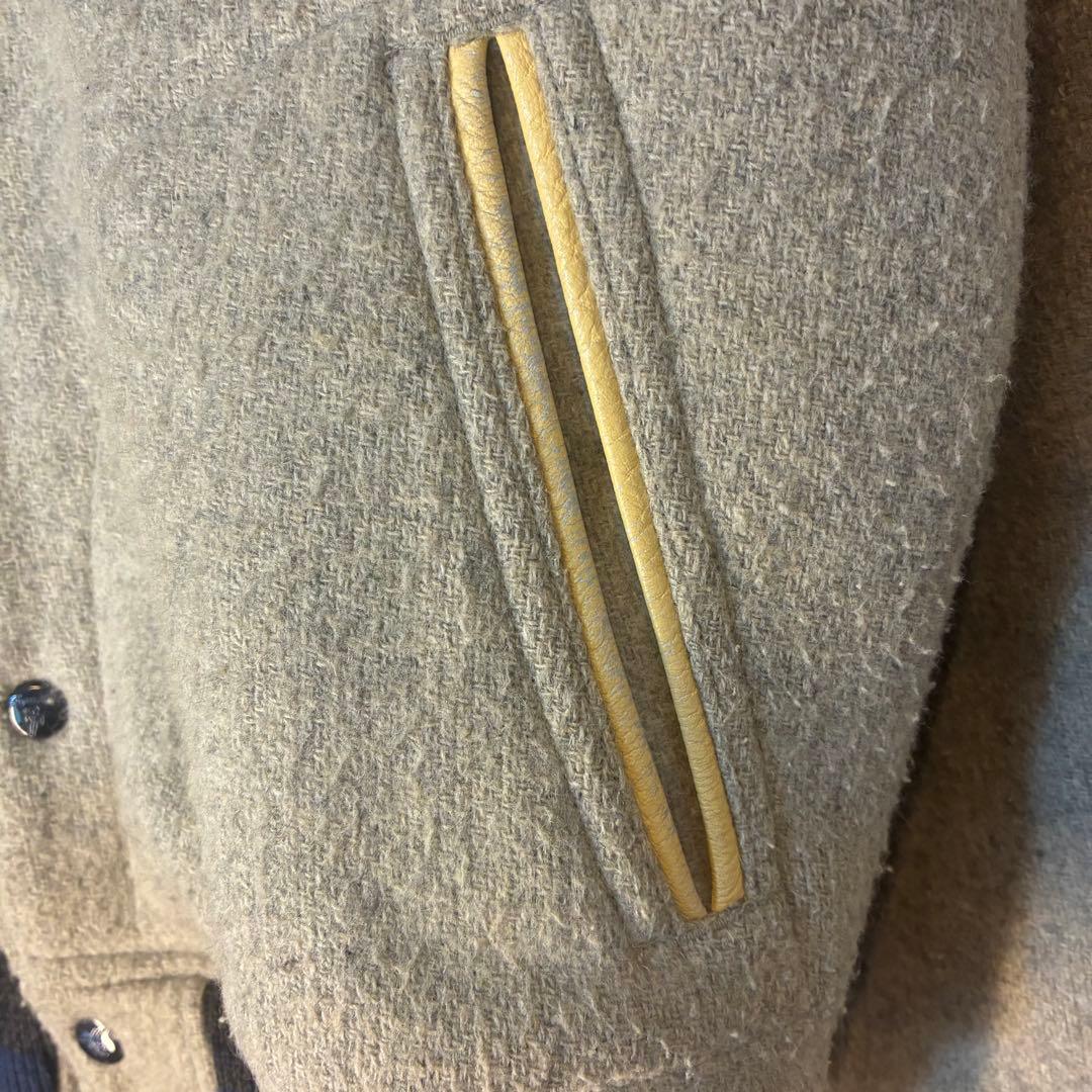 SUGARCANEStyle Eyes スタジャン グレーネイビー　レザー切替