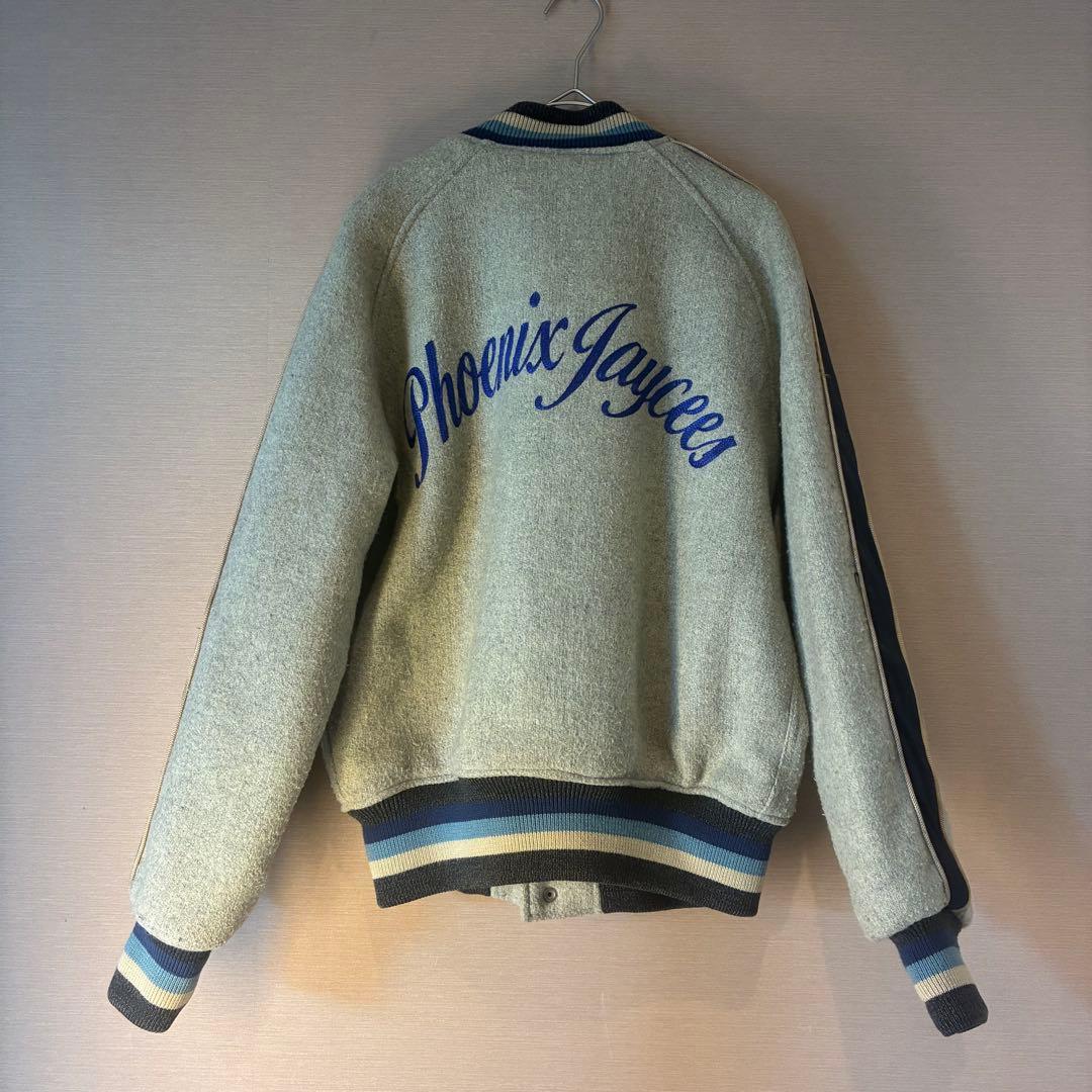 SUGARCANEStyle Eyes スタジャン グレーネイビー　レザー切替