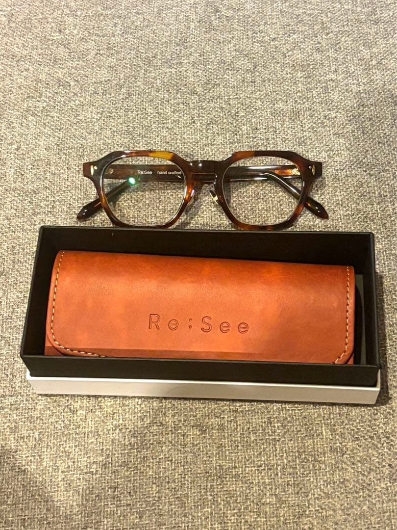 Re:See べっ甲柄 メガネ レザーケース付き - メルカリ