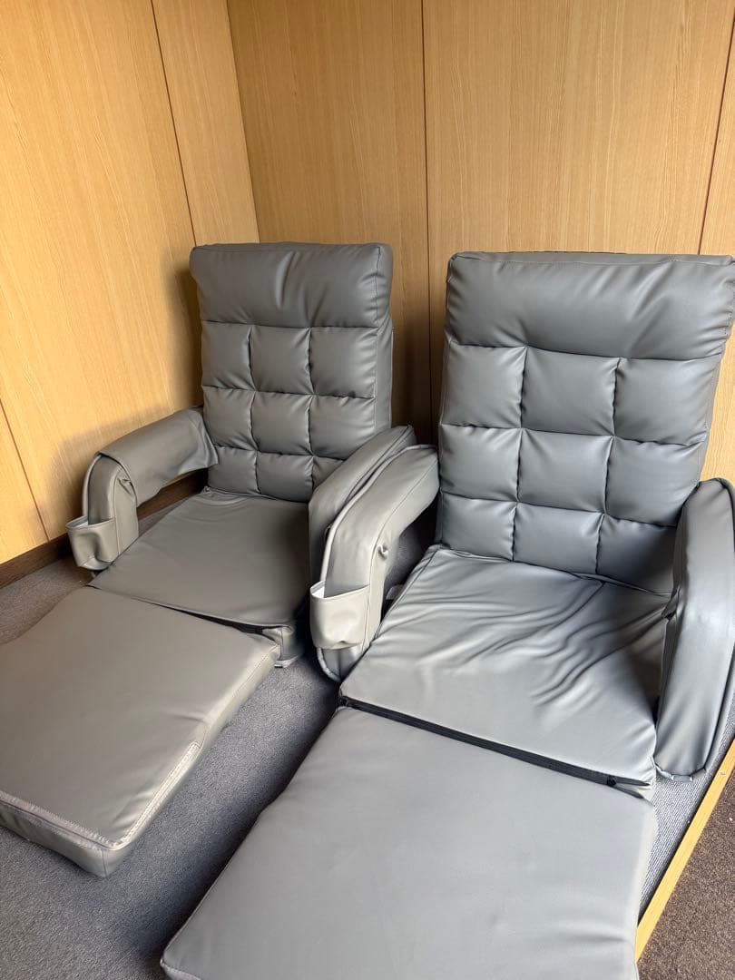 座椅子 42段階 肘掛け サイドポケット付き ハイバック 連動肘つき 座いす