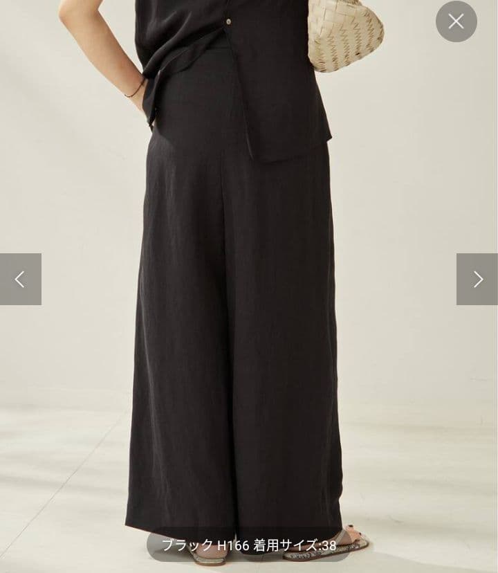 新品 タグ付 Plage natural wrap パンツ 38 黒 ラップ