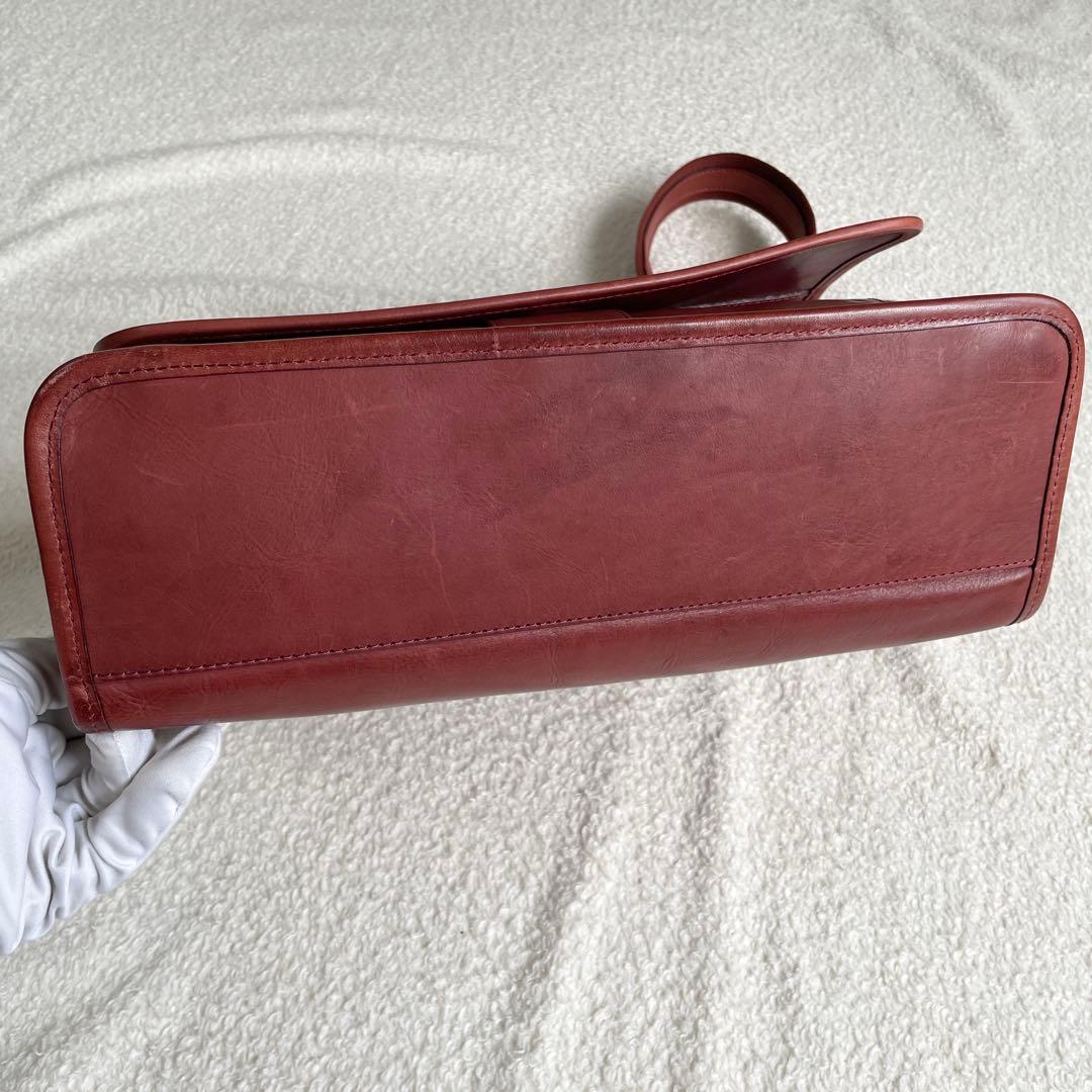 美品 アニアリ 2wayショルダーバッグ レザー ブラウン ターンロック 大きめ