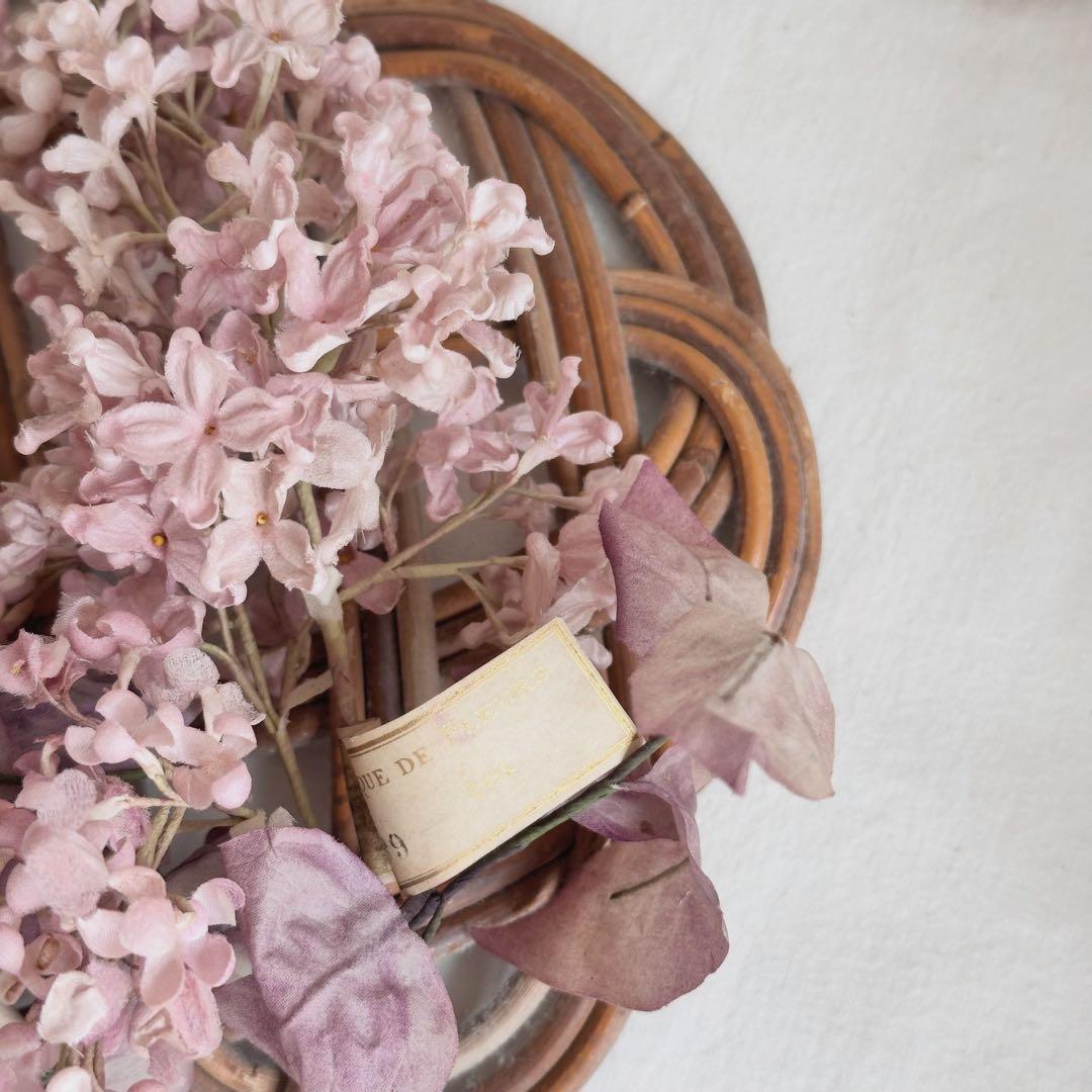 フランスアンティーク　布花　ライラック　シャビー