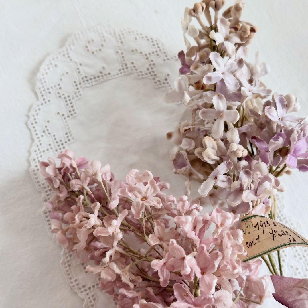フランスアンティーク　布花　ライラック　シャビー