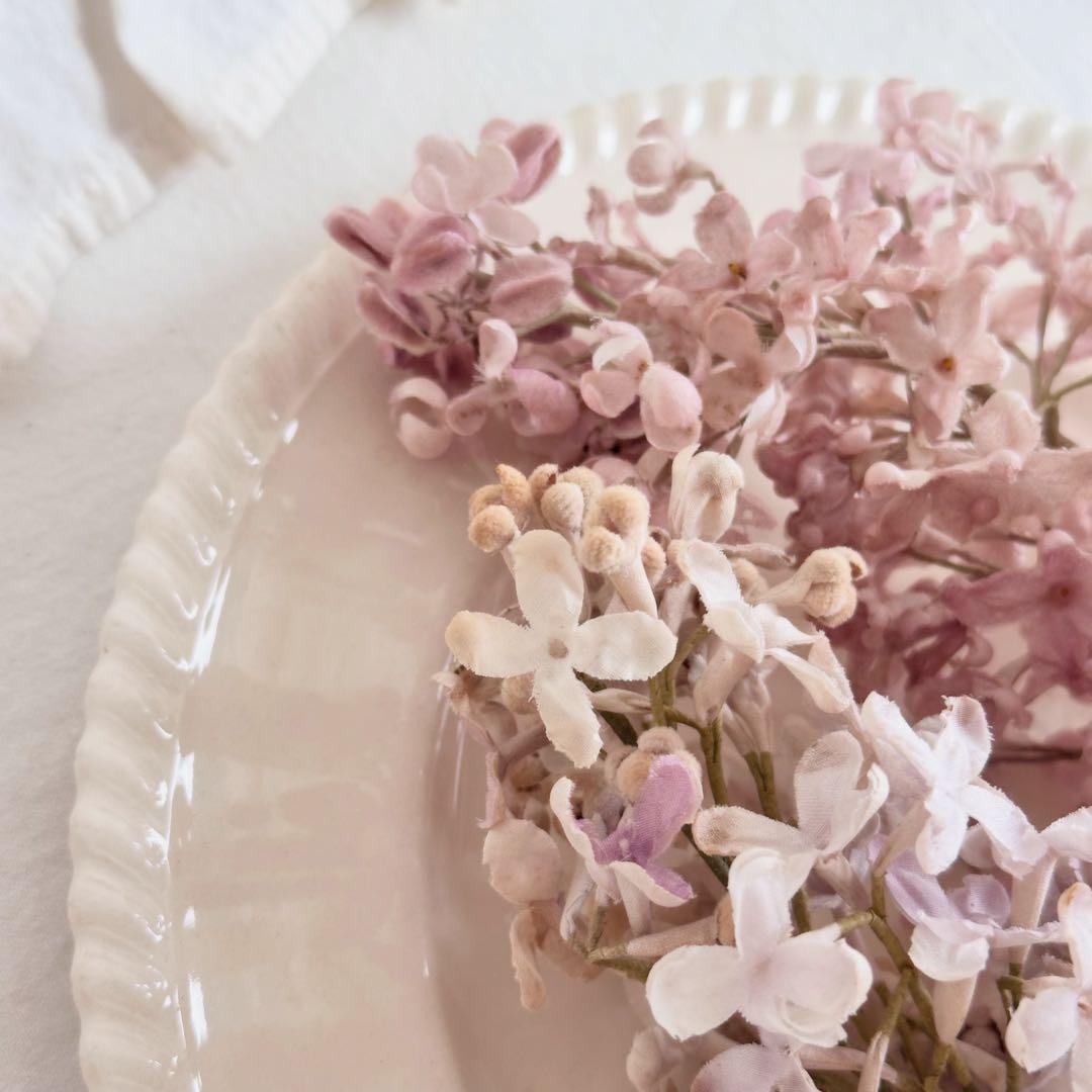 フランスアンティーク　布花　ライラック　シャビー