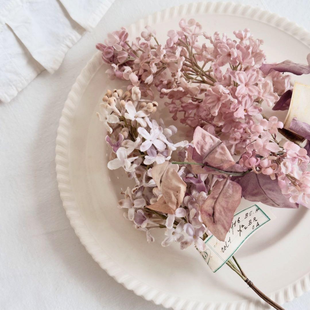 フランスアンティーク　布花　ライラック　シャビー