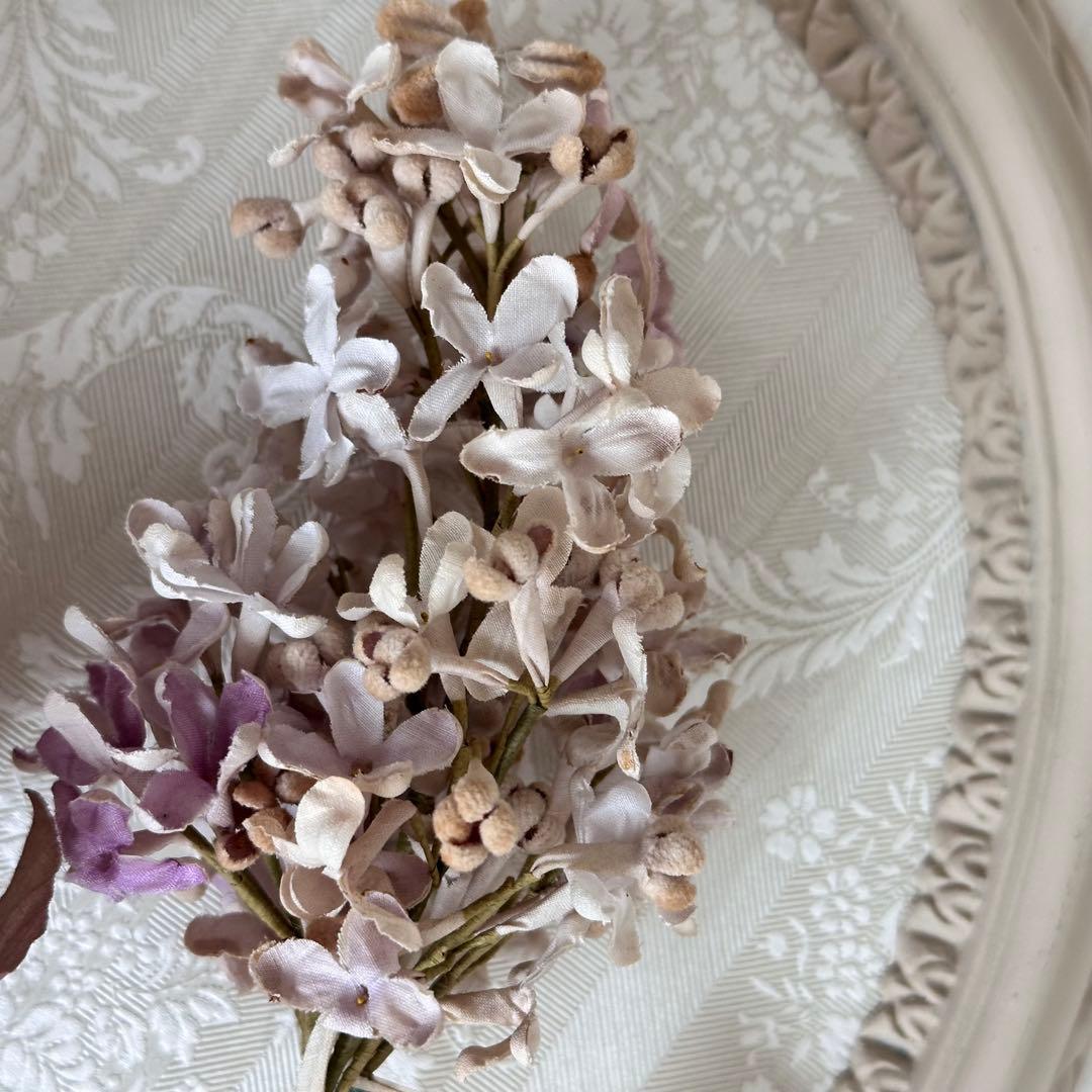 フランスアンティーク　布花　ライラック　シャビー