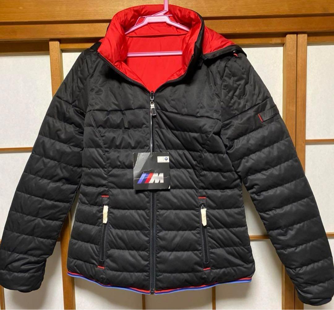 リバーシブルBMW 赤黒ダウンジャケット新品タグ付き子供160cm-レディースM