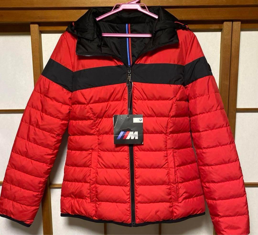リバーシブルBMW 赤黒ダウンジャケット新品タグ付き子供160cm-レディースM
