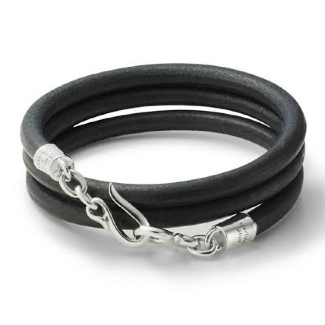 GARNI シルバー レザー 3連 ラップ コイル ブレスレット バングル