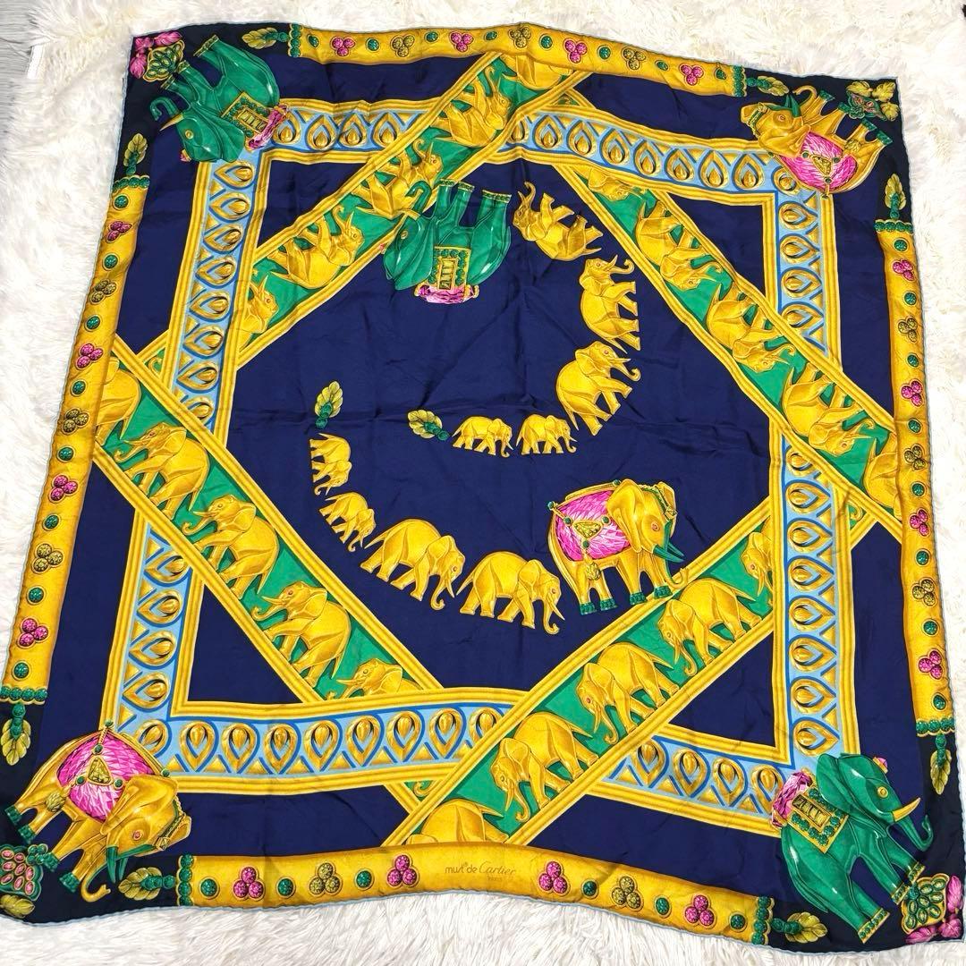 Cartier カルティエ 象デザイン スカーフ シルク100% - メルカリ