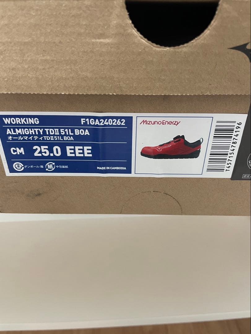 安全靴 Mizuno ALMIGHTY TDII 51L BOA 25.0cm