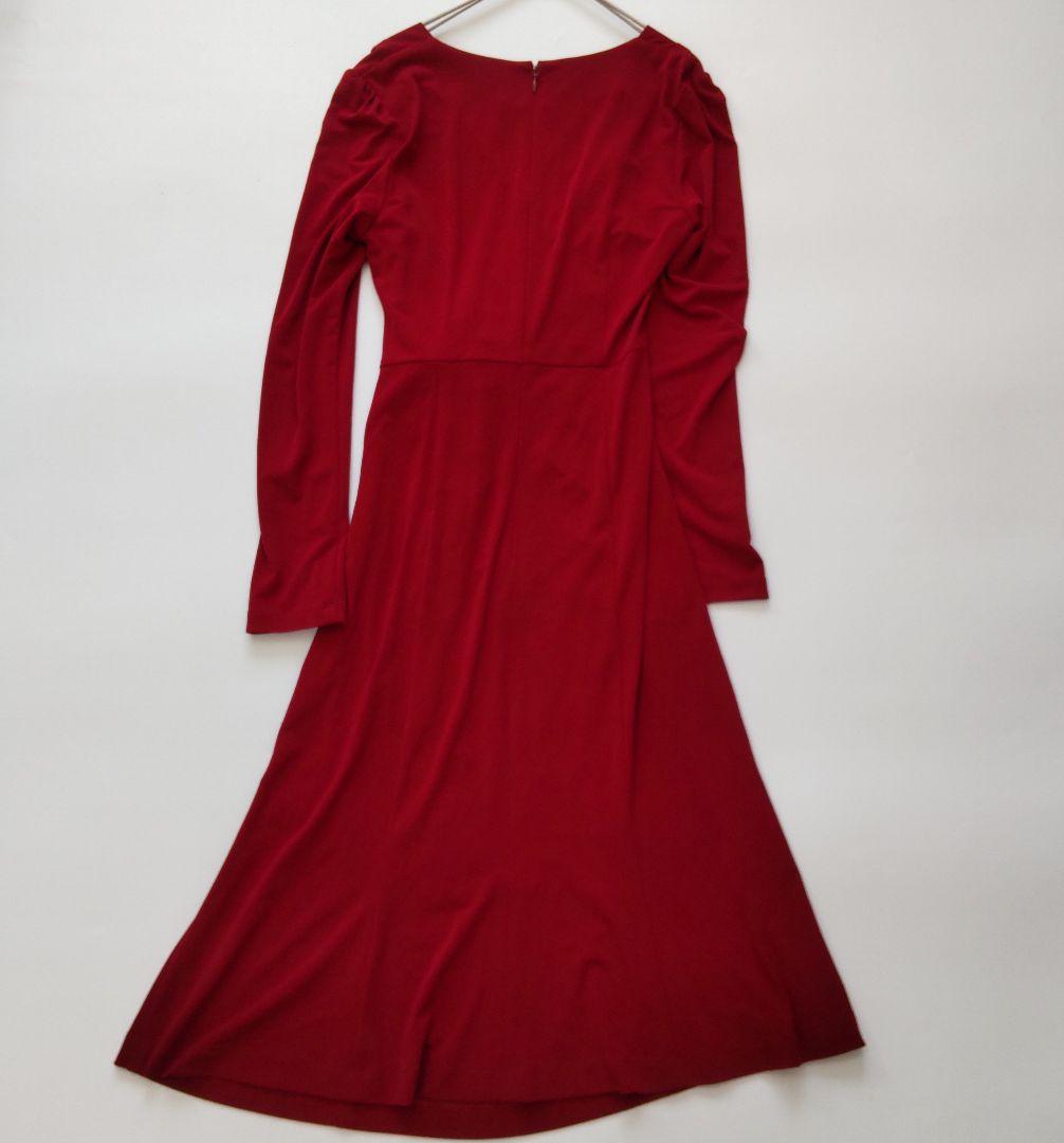 美品 ケイミー カシュクール ドレープ 長袖 ワンピース ワインレッド 9