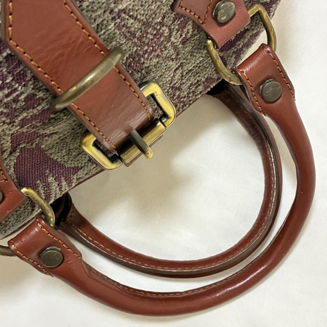 【美品】ヴィヴィアンウエストウッド ハンドバッグ レザー ウール ゴブラン織り