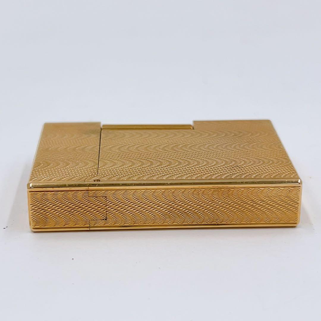 12AB038 S.T.DUPONT ライター 金色 ライン2 火花OK 波模様