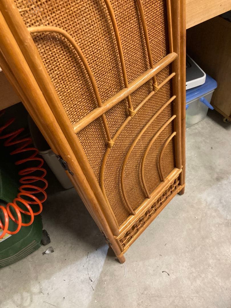 ラタン 3連 パーテーション 衝立 間仕切り 籐 昭和レトロ アンティーク