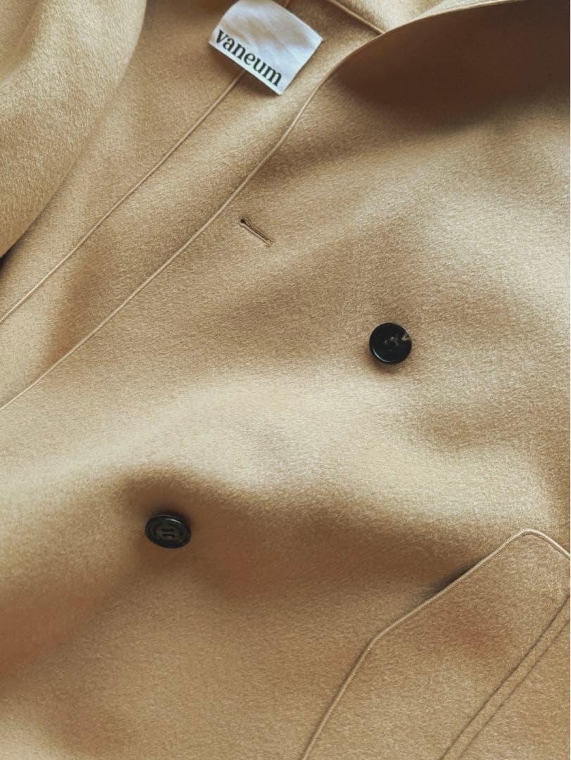 【高島屋購入品】Vaneum クロークフーディポンチョコート　キャメル　ウール