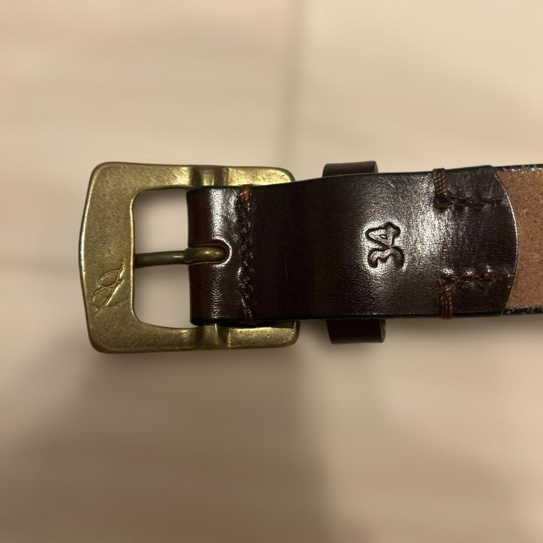 ボンクラ boncoura ブラウン レザー ベルト サイズ34 - メルカリ