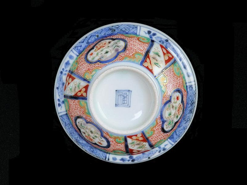 大聖寺伊万里牡丹に毘沙門亀甲の図大振蓋茶碗大振蓋向付 C679AS-CBt