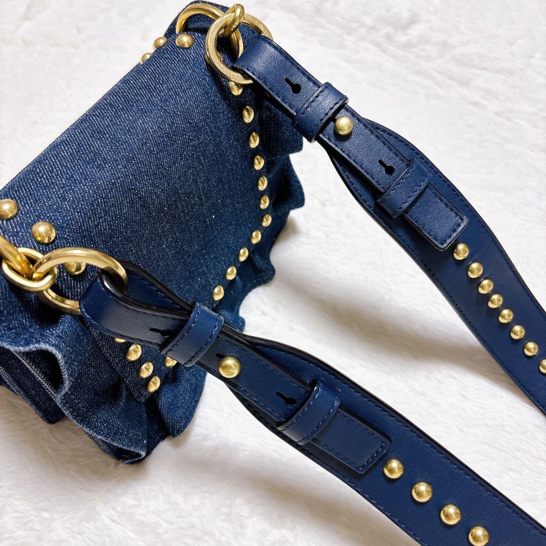 ケイトスペード　ホワイトロックロードジャミー　ショルダーバック　デニム　スタッズ