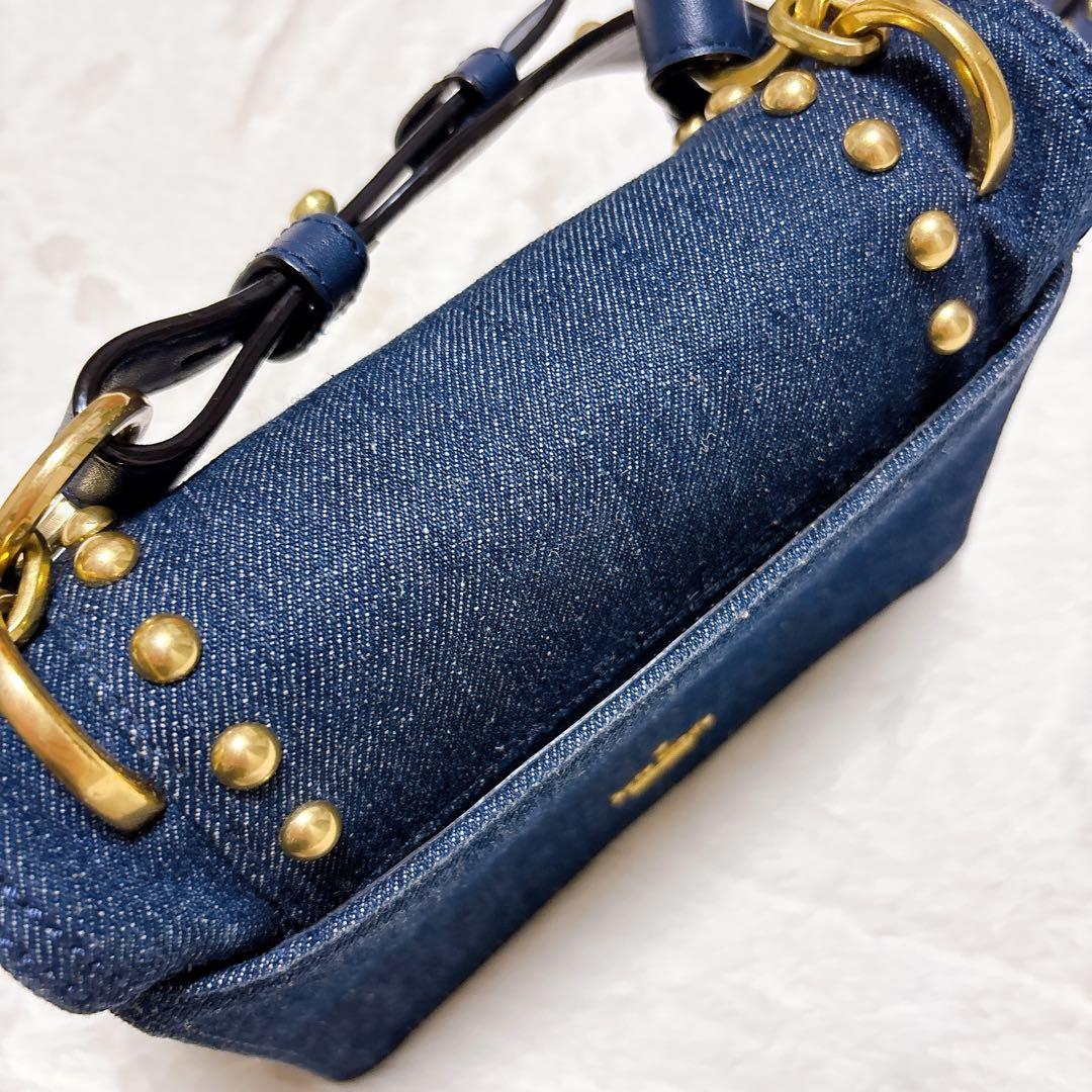 ケイトスペード　ホワイトロックロードジャミー　ショルダーバック　デニム　スタッズ