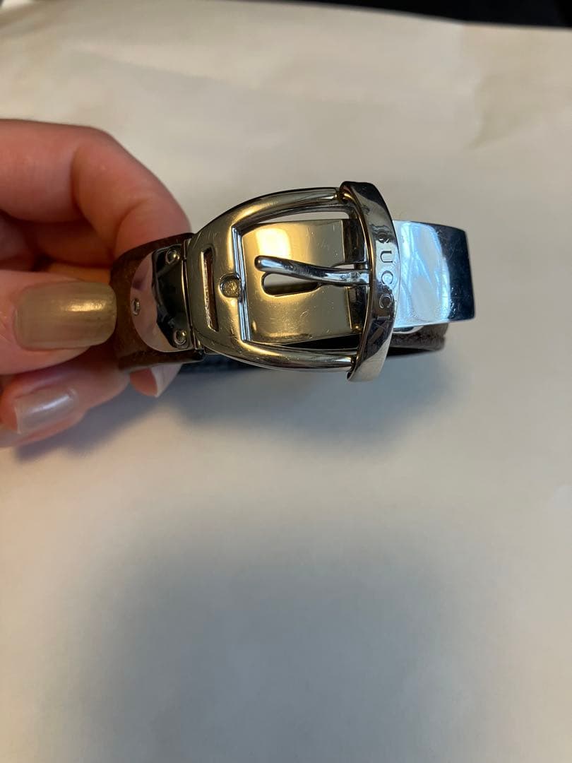 お値下げGUCCI レザーベルトブレスレット