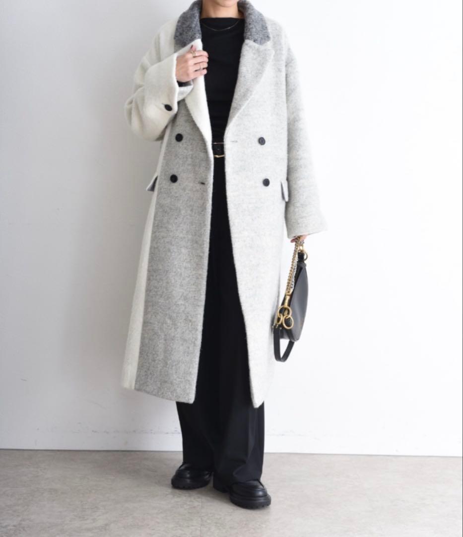 【今期】Eimee Law ミックスシャギー配色ロングコート