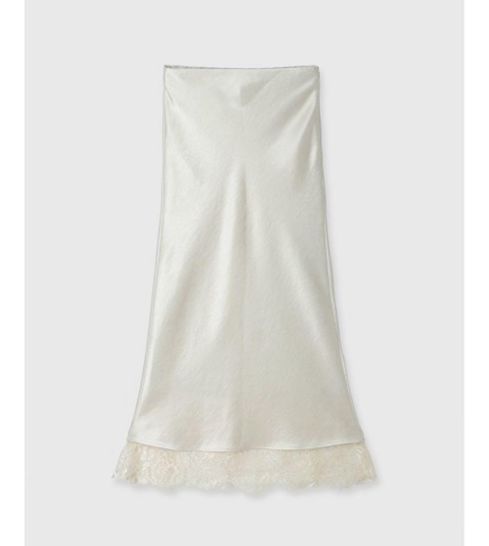 anuans レースレイヤードサテンナロースカート