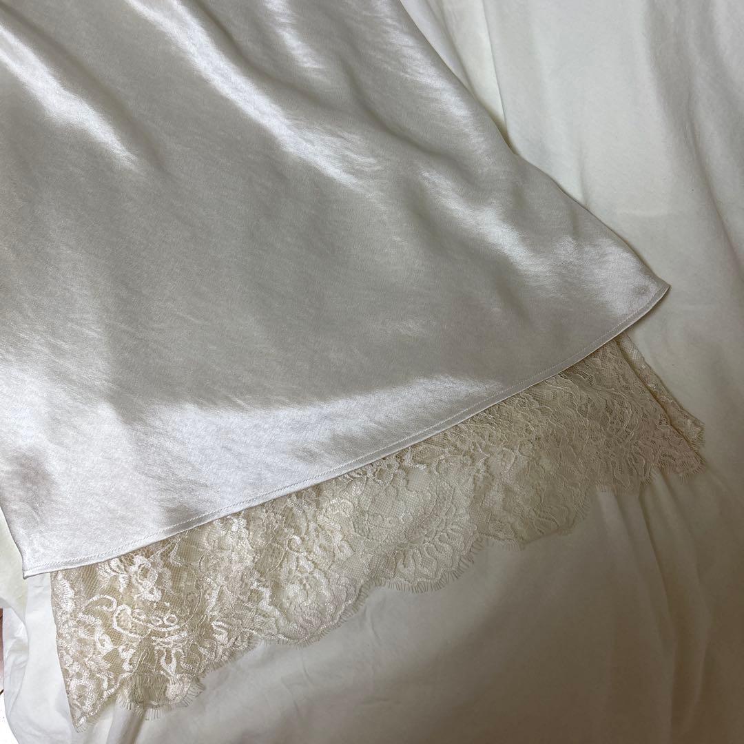 anuans レースレイヤードサテンナロースカート