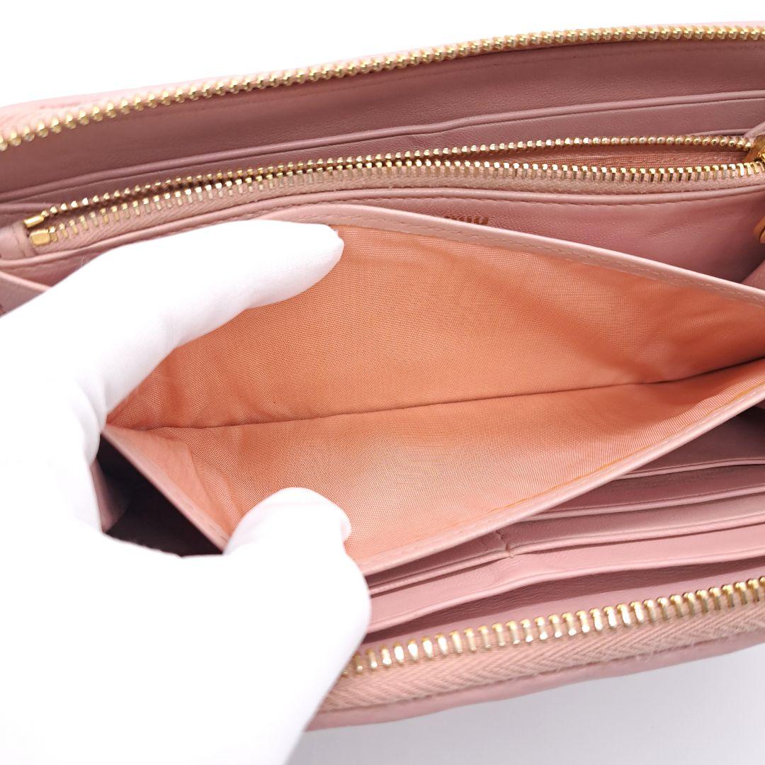 miu miu ミュウミュウ マテラッセ ラウンドファスナー 長財布 ピンク系