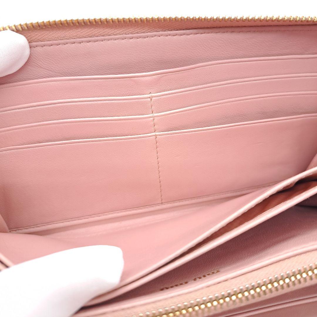miu miu ミュウミュウ マテラッセ ラウンドファスナー 長財布 ピンク系