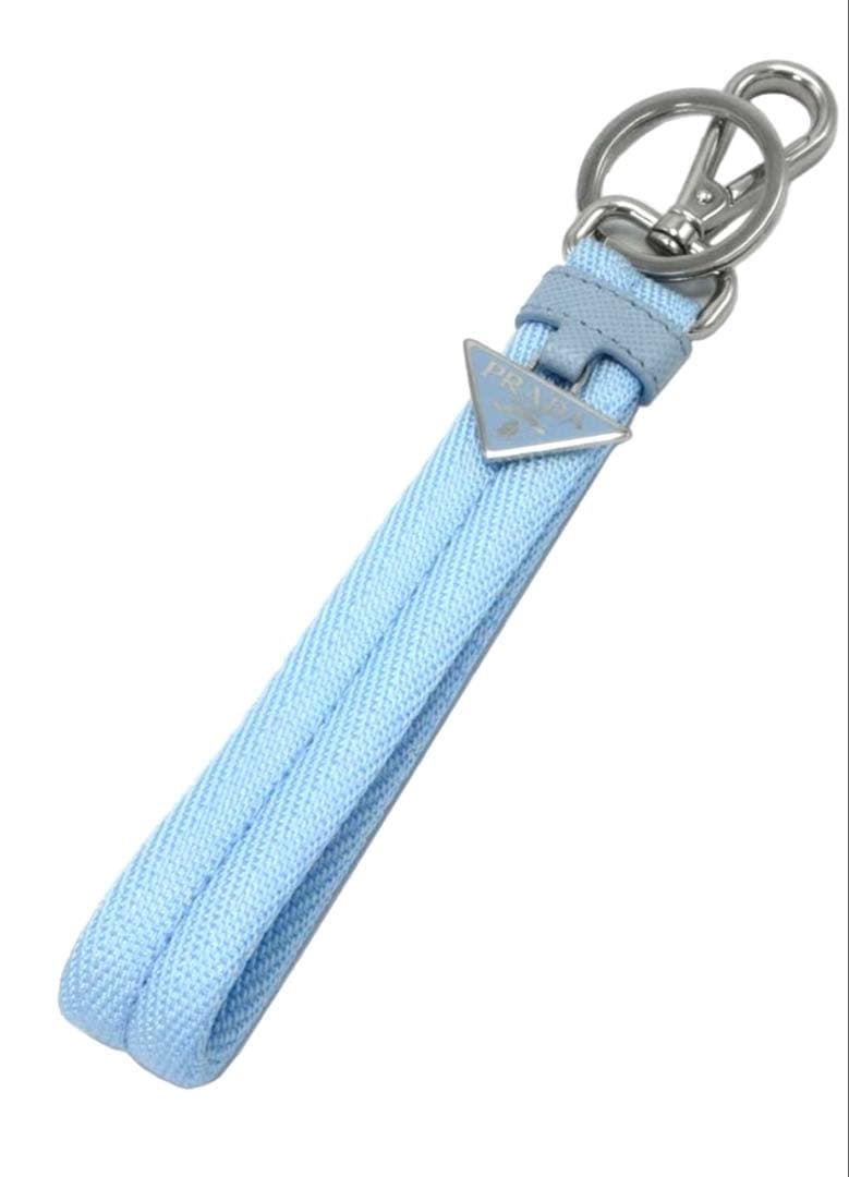 新品☆プラダ☆水色 ライトブルー☆キーホルダー☆キーリング☆ユニ