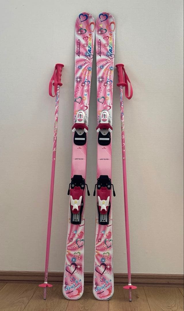 本日まで限定！ KAZAMAスキー板126cm ストック スキーケース3点セット