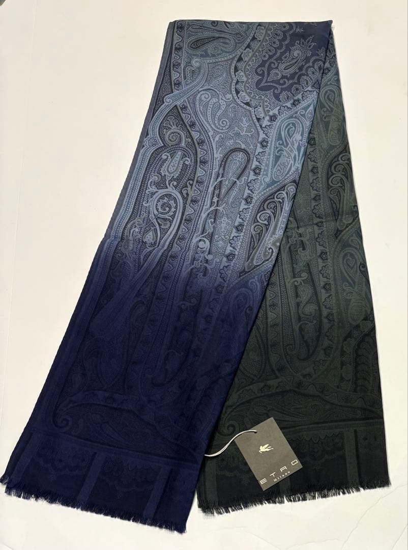 新品タグ付☆エトロ　ストール　ロングスカーフ ペイズリー　グラデーション　 美品