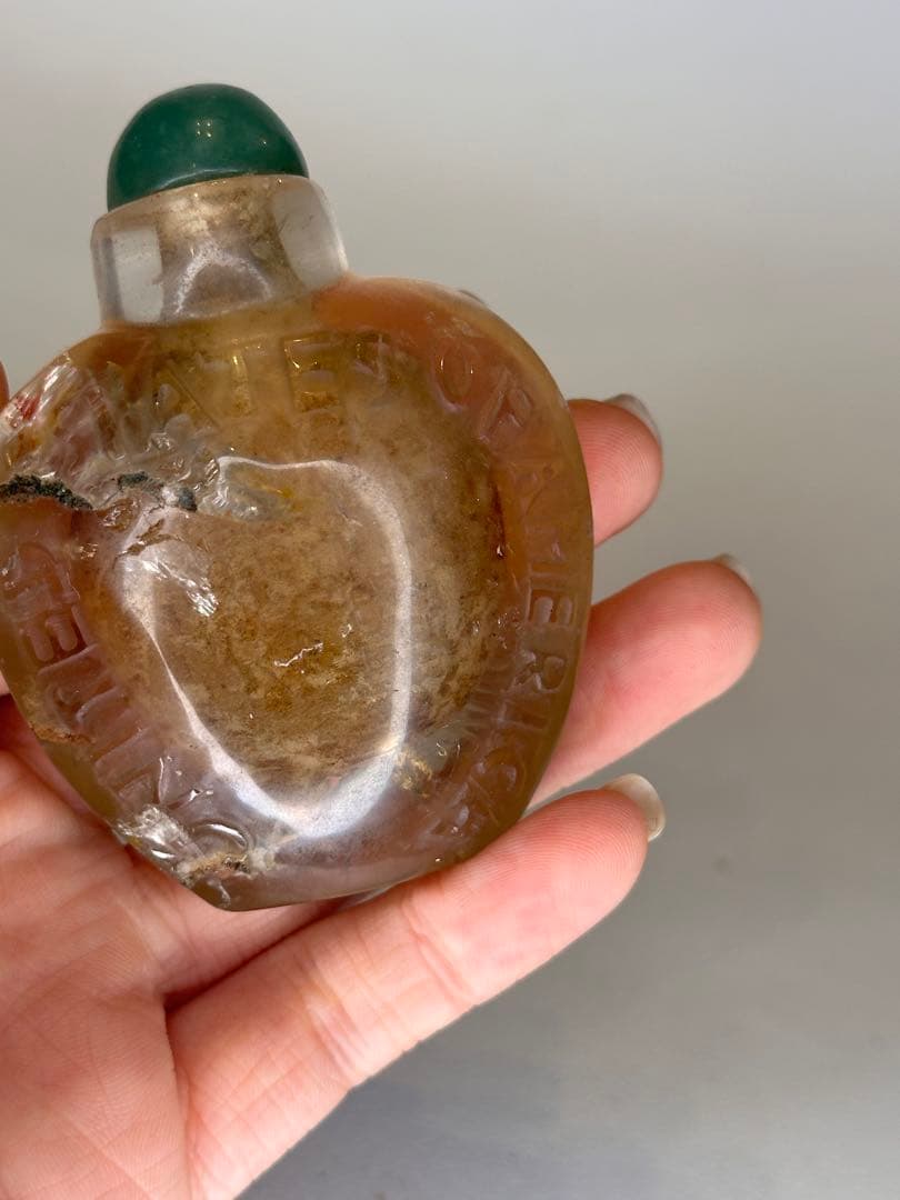 清末時代　天然水晶　鼻煙壺　中国古美術　時代物