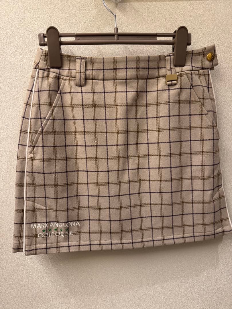 MARK&LONA スカート美品S オックスチェックゴルフウェアータイト