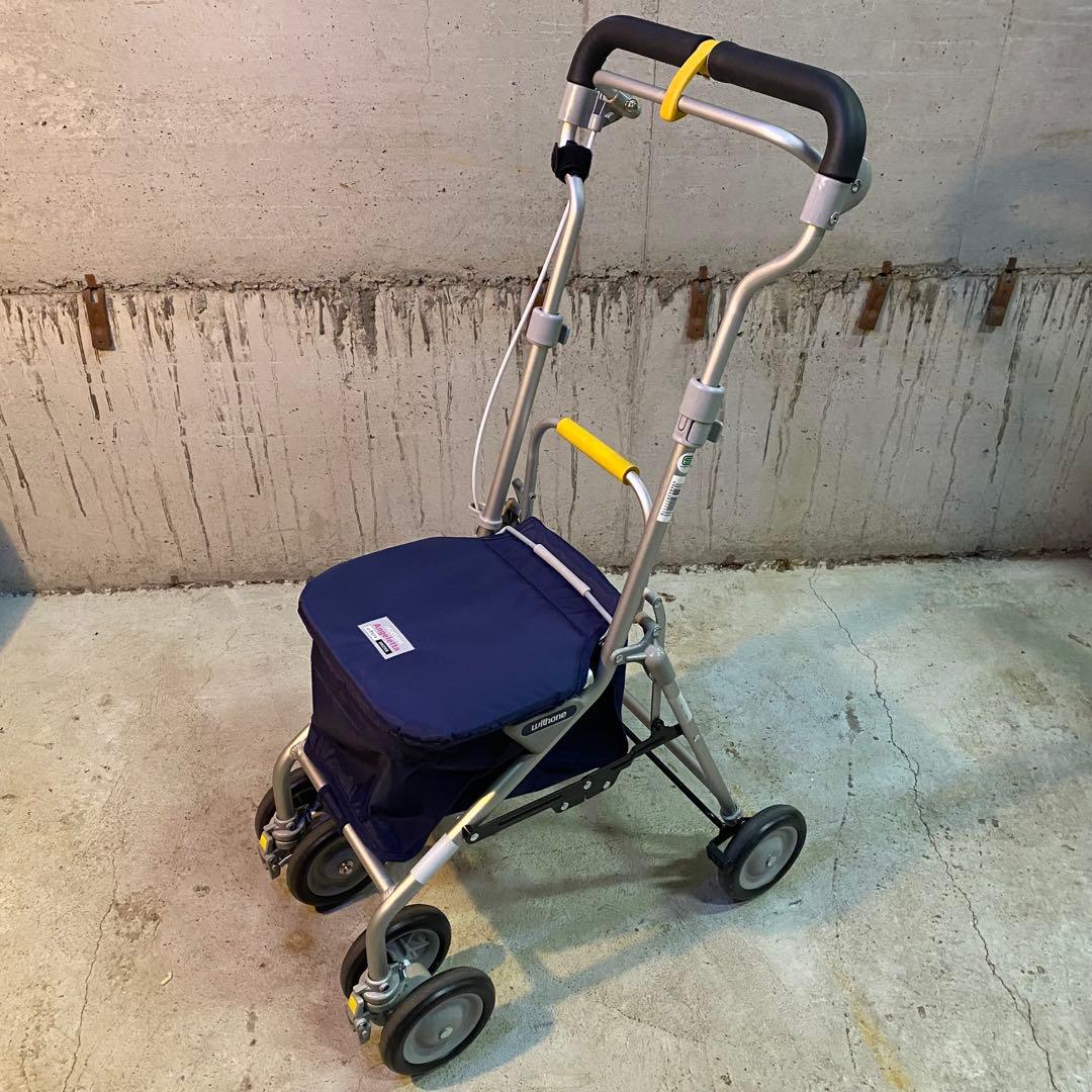 折りたたみ式シルバーカー ネイビー WithOne ライトミニアンジェレッタ