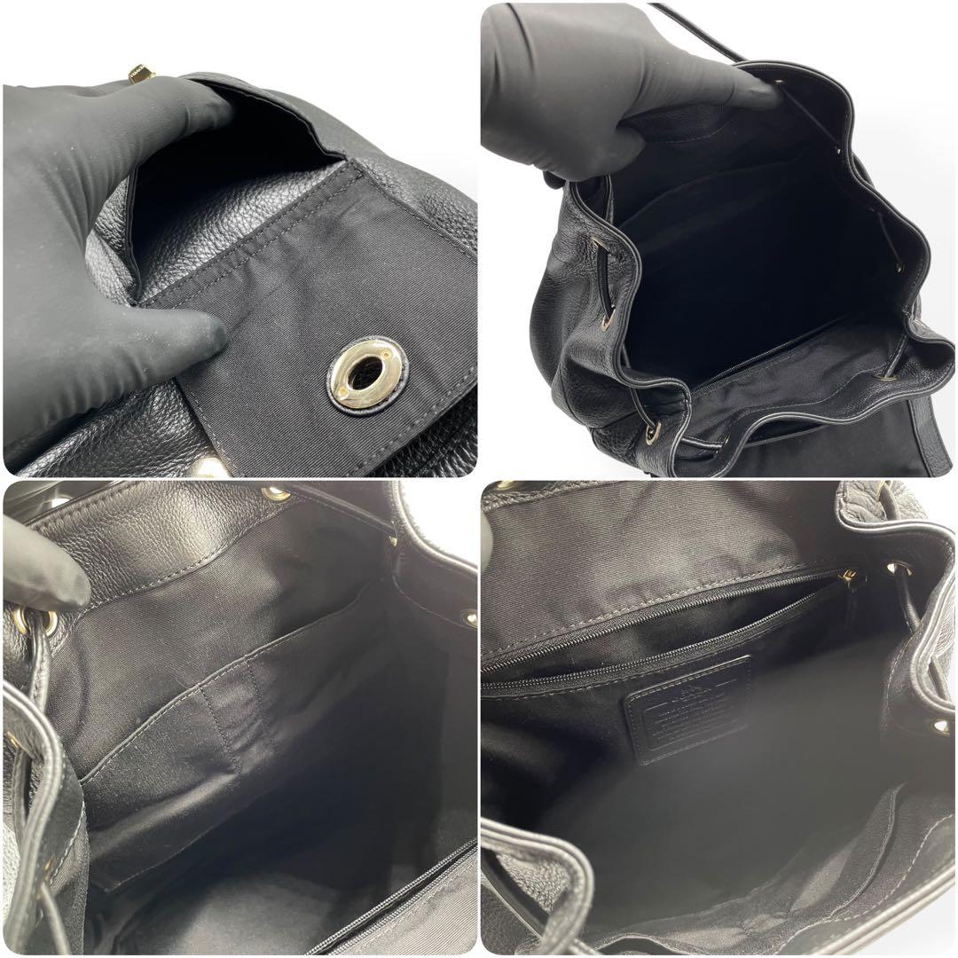 極美品　COACH コーチ　リュック　バックパック　レザー　ブラック　シボ革