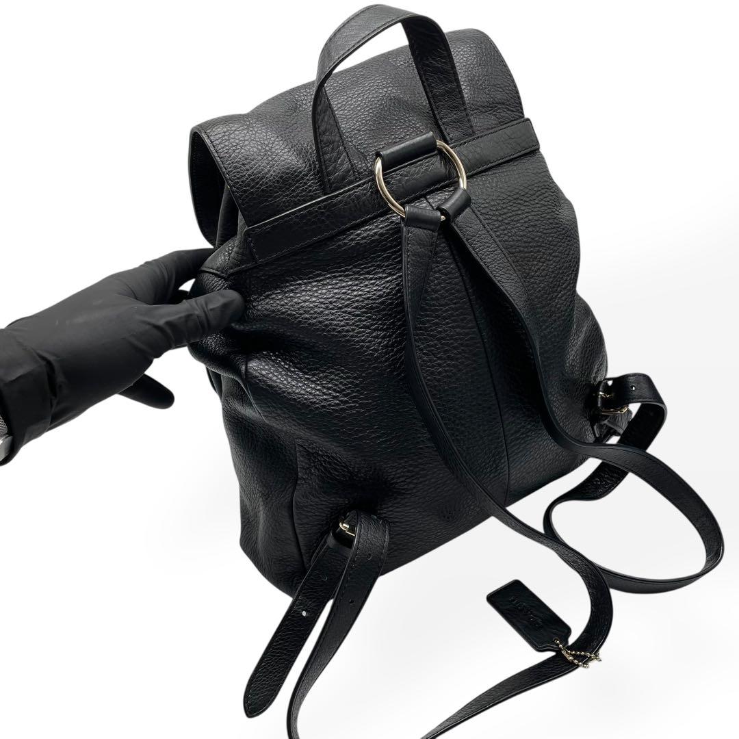 極美品　COACH コーチ　リュック　バックパック　レザー　ブラック　シボ革