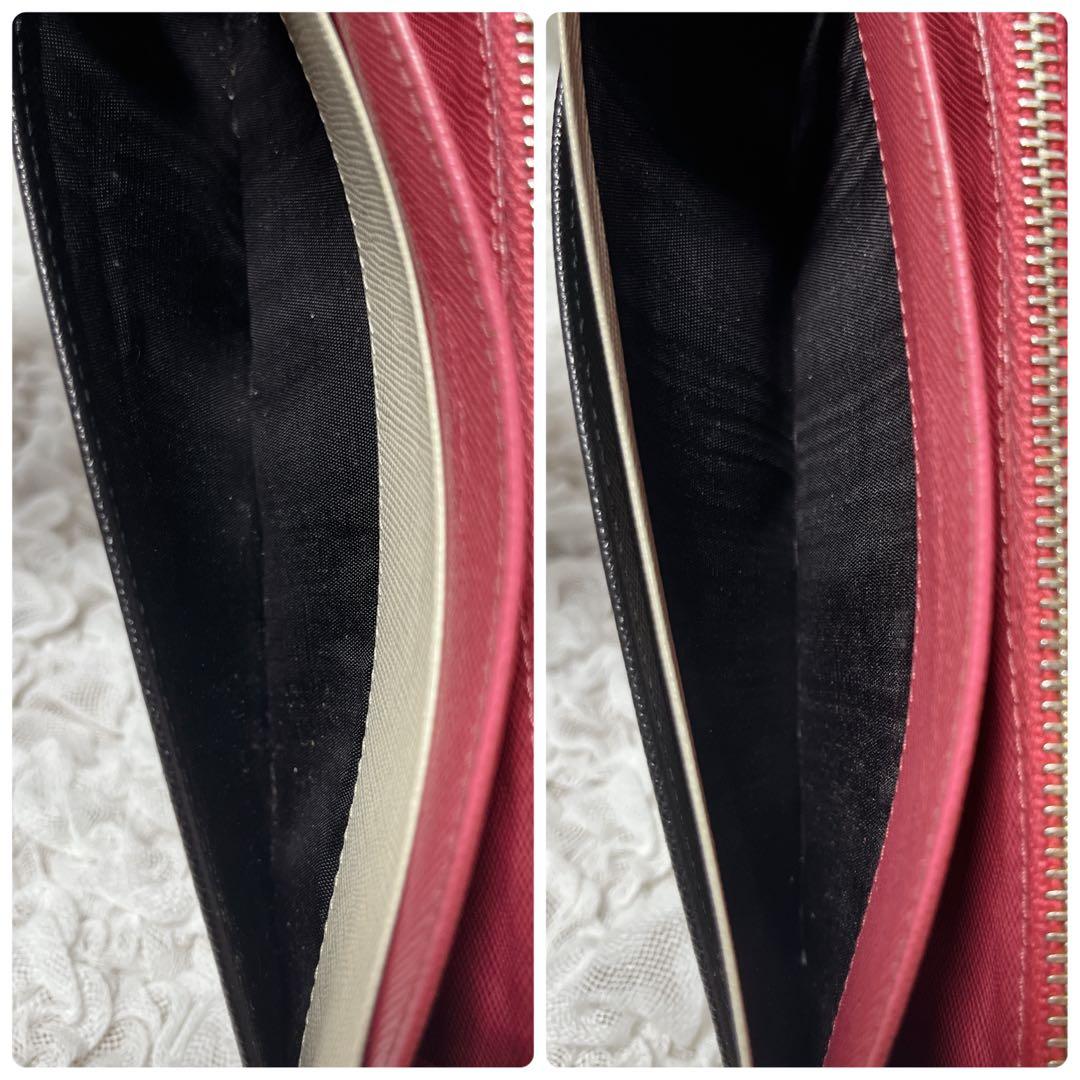 大人気✨PRADA プラダ　長財布　バイカラー　ピンク　黒　白　ウォレット