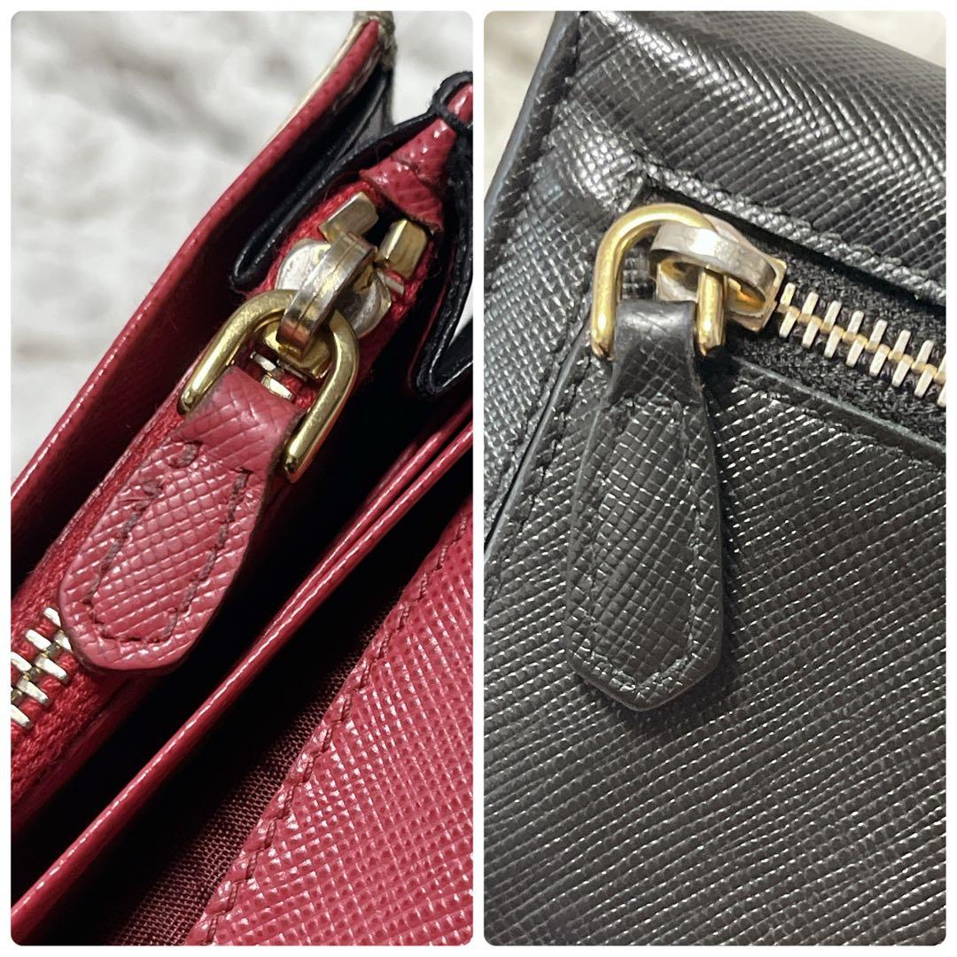 大人気✨PRADA プラダ　長財布　バイカラー　ピンク　黒　白　ウォレット