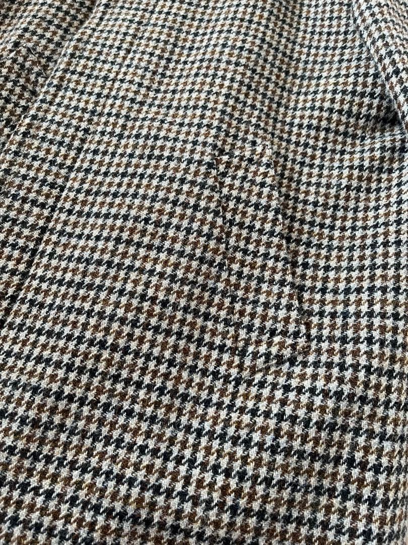 ハリスツィード　ステンカラーコート　千鳥　ブラウン