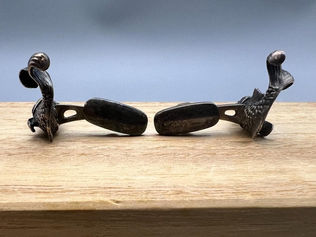 【海】超レア　純銀製　小倉正雄作　鯉形　一対　カフスボタン　彫金　共箱付